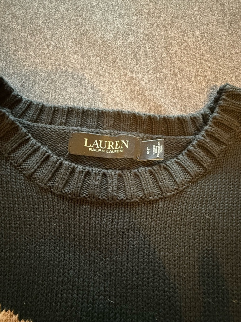 Ralph Lauren Black Crewneck Sweater with Cream & Tan Dog Intarsia - Picture 9 of 9
